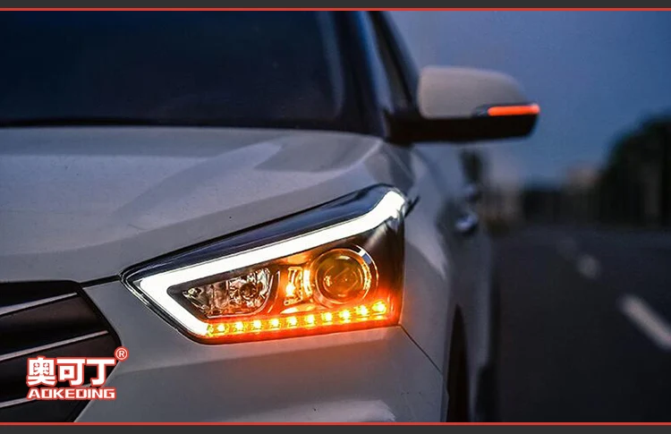 AKD автомобильный Стайлинг фара для hyundai Creta фары IX25 светодиодный фонарь динамический сигнал поворота DRL Hid Bi Xenon авто аксессуары