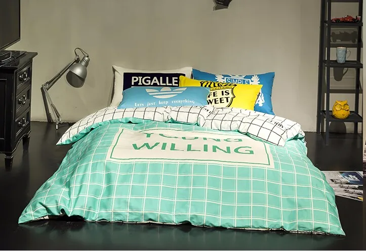 Golive Punk Rock Bedding Set 100 Cotton Queen Size 4pcs Set Plaid