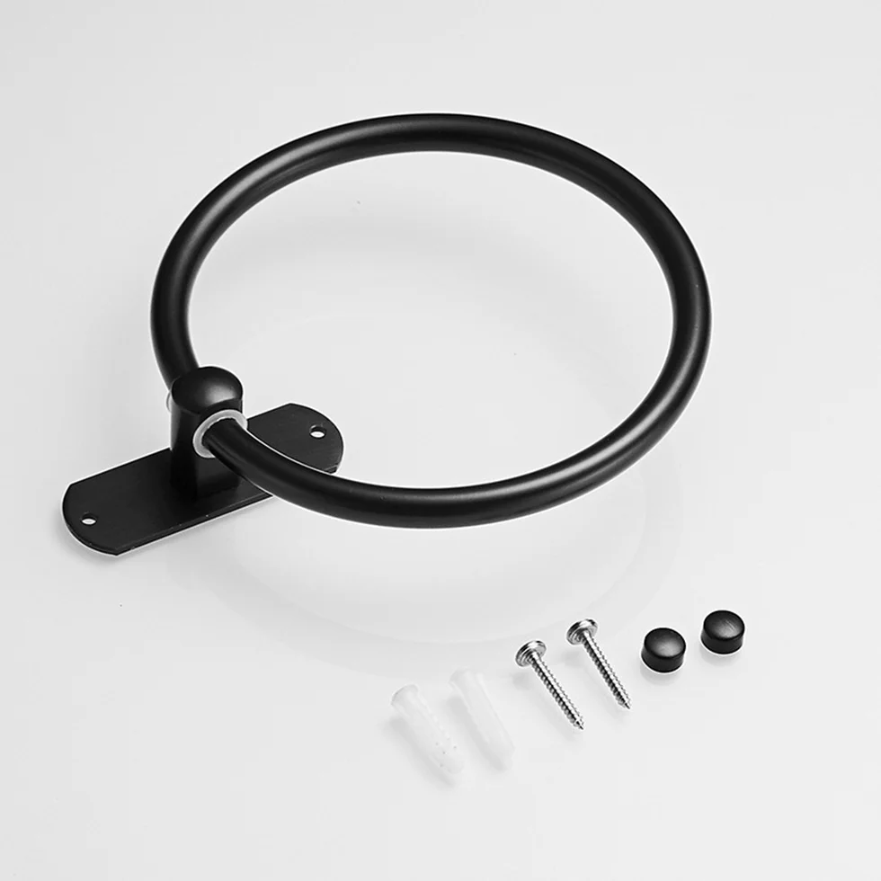 Круглое подвесное кольцо для полотенец черного и белого цвета, алюминиевая вешалка для кухонных полотенец, аксессуары для ванной комнаты