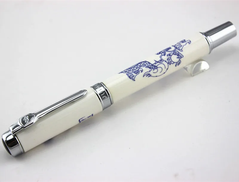 Роскошная Шариковая ручка Jinhao, синяя и белая фарфоровая ручка Dragon, 0,7 мм, ручка, металлическая керамика, Ручка-роллер