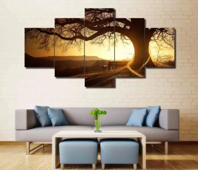 

Large Framed Art Abstract Indoor Tree Sunset Landscape canvas 5 pieces