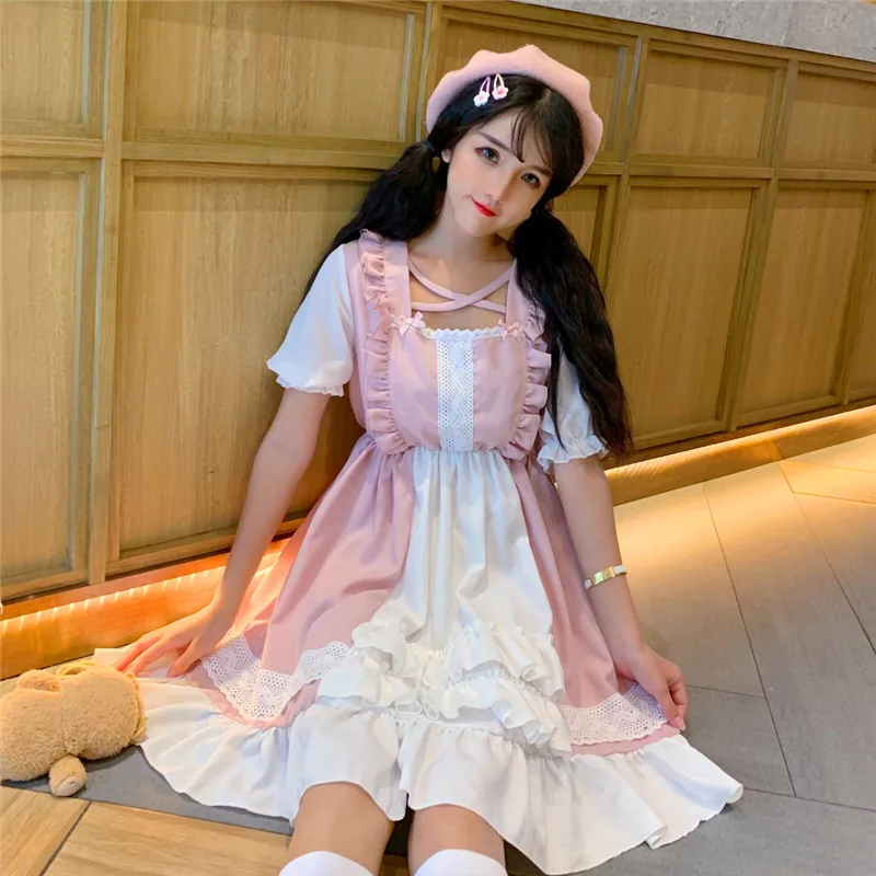 

robe femme ete sweet Lolita style Dresses summer ruffles square collar party dress hot Women's Clothing fashion brand vestidos