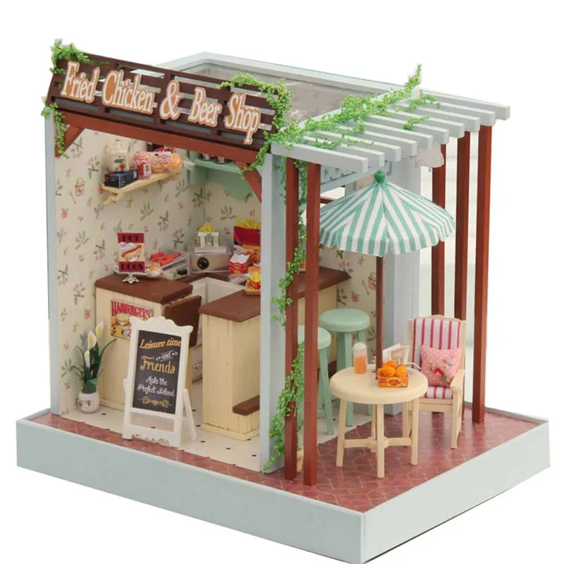 Игрушка ручной работы дом мечты модель комплект комната коробка дом собрать миниатюрный кукольный домик DIY Кукольный дом девочка подарок-звезда кофе бар - Цвет: beer shop