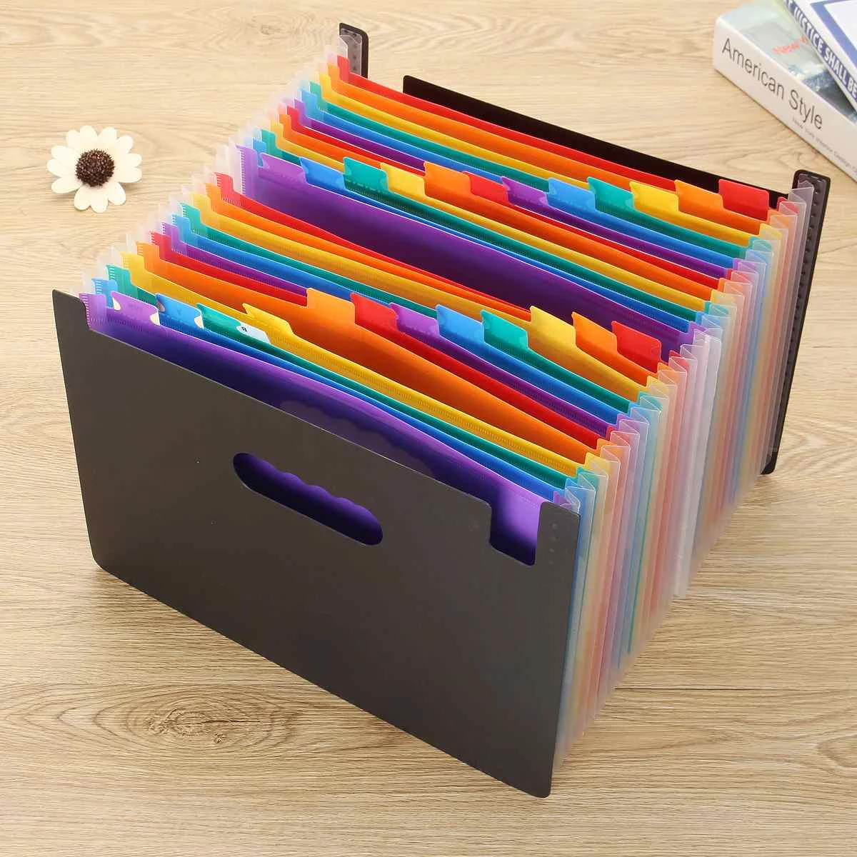 

Expanding File Folder A4 Organizer Portable Rainbow Organ Business File Document Holder Storage Bag 24 Pockets