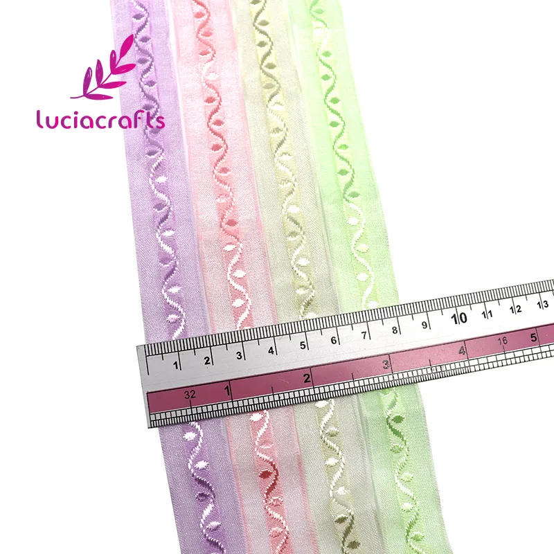 Lucia crafts 20 мм однотонные вышитые ленты из органзы сделай сам для упаковки волос