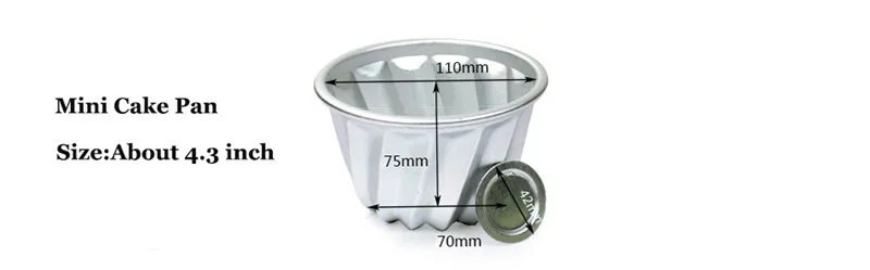 4inch(Dia 11cm) Aluminum Alloy Mini Savarin Cake Pan Removable Bottom Pudding Mold BundtPan DIY Baking Kitchen Tools3