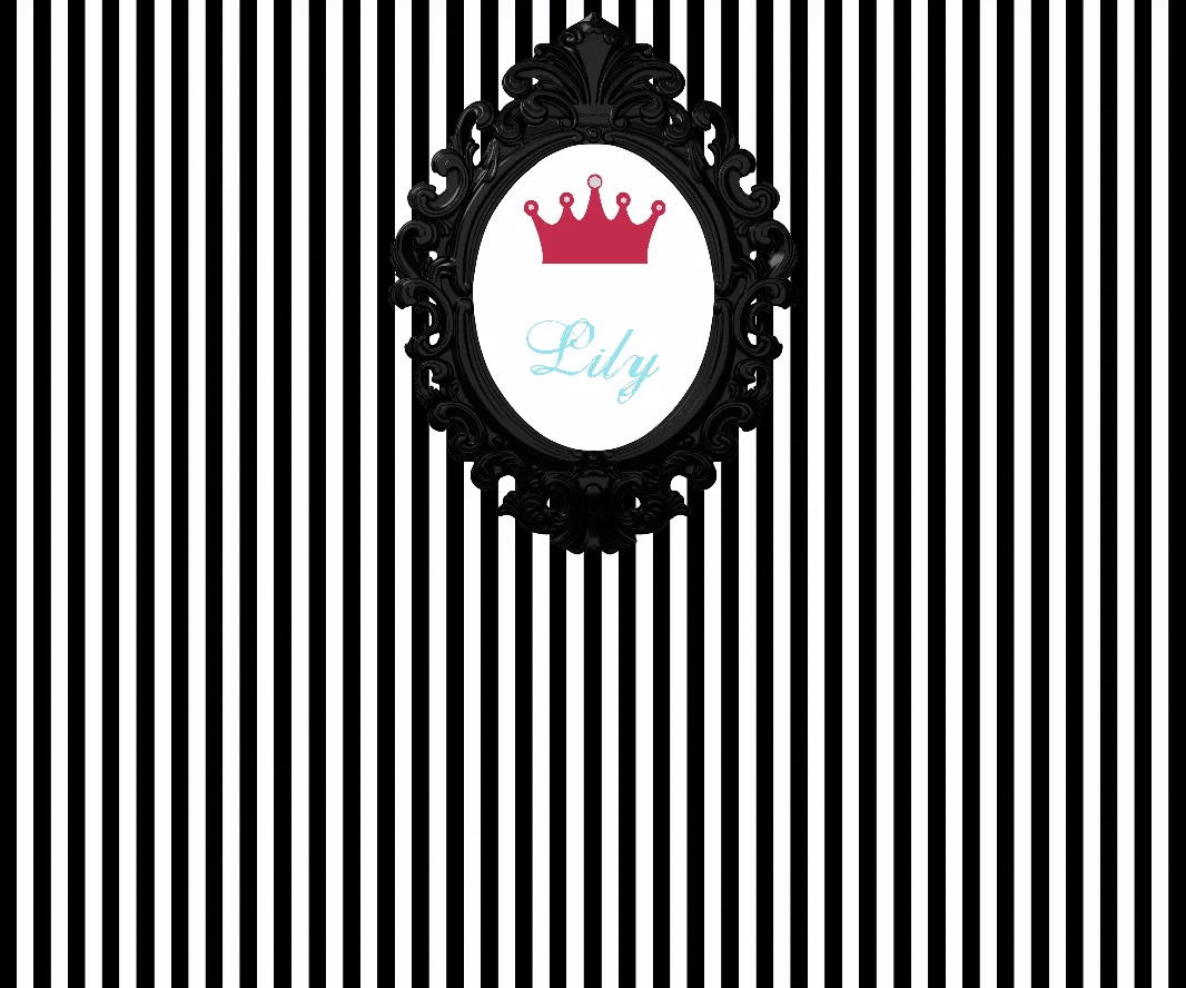 Birthday Party backdrop black stripes frame party decor baby shower newborn backdrop dessert table background customize W-295