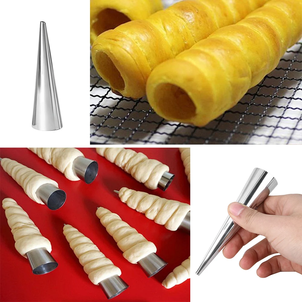 

5Pcs/Set Useful DIY Cones Stainless Steel Spiral Baking Croissant Mold Pastry Croissant Tube Horn Pastry Bakeware Kitchen Tool