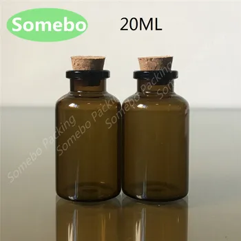 

Free shipping 500pcs/lot 20cc Empty Dark Glass Bottle 20ml Amber Glass Bottle with Cork 10cc Glass Vial