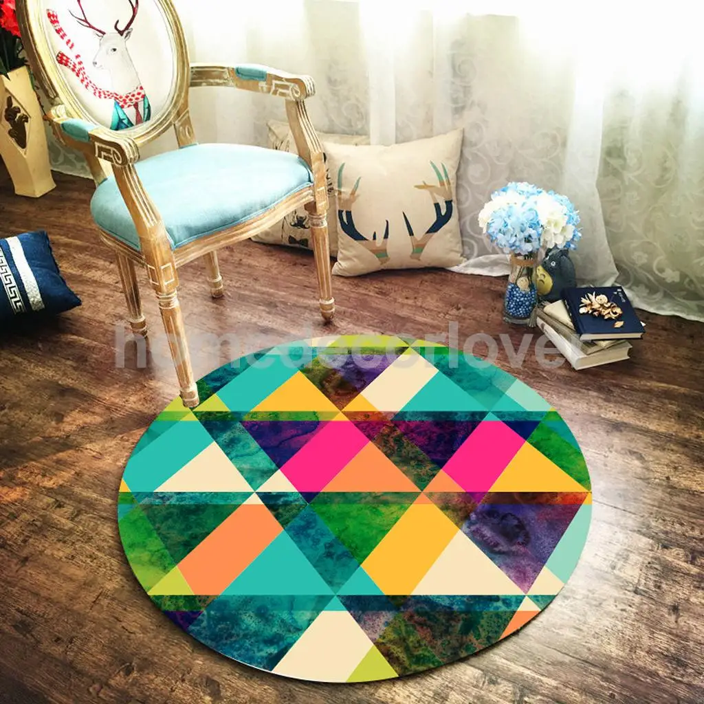 60cm Round 3D Desktop Table Top Countertop Furniture Protection Film Table Sticker PVC Film Decal Murals Cover Film	