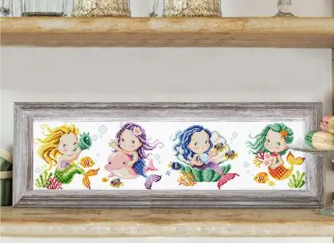 

Gold Collection Lovely Counted Cross Stitch Kit Mermaid Sisters Sister SO