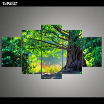 

5 Panels Living Room Bedroom Modern Home Decoration Tree Printing On Canvas Oil Painting Wall Painting F/1155