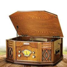 Vintage Vinyl Turntable Record Player Stereo System Bluetooth Compatible CD USB SD Card Cassette AM/FM Radio Player USB Recorder