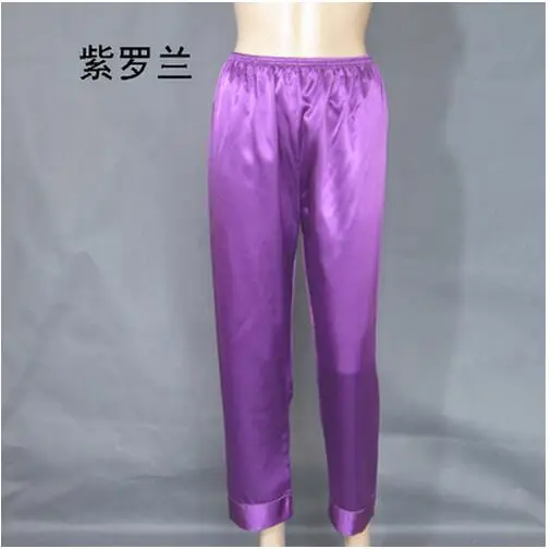 XL, XXL, XXXL размера плюс пижамные штаны для весны и лета из искусственного шелка женские пижамные штаны женские штаны для отдыха красные/черные Пижамные брюки sq335 - Цвет: violet