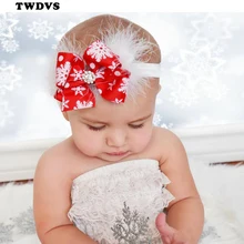 TWDVS Kids Christmas font b Headband b font Feather Bow Snow Flower font b Hair b