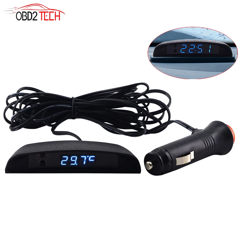 

12V Digital LED Clock 3 In 1 Car Clock Thermometer and Voltage Monitor Car Interior Trim Appearance