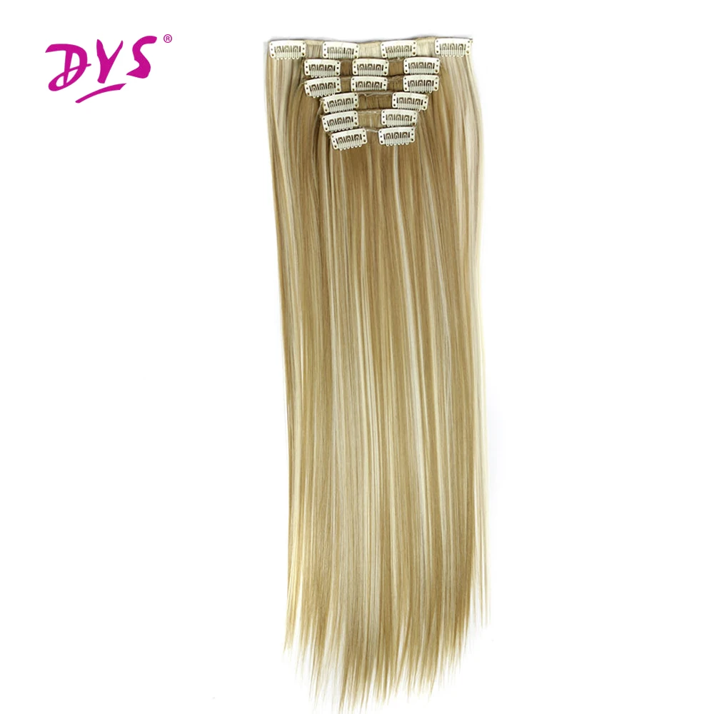 Deyngs, длинные прямые женские волосы для наращивания, 24 дюйма, 60 см, 160 г, 16 клипов, синтетические волосы для наращивания, хайстайл, термостойкие