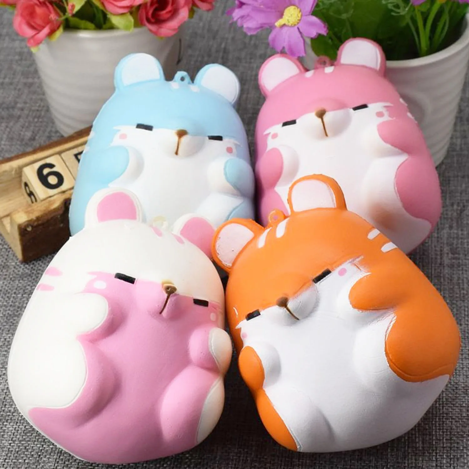 Besegad Cute Kawaii Soft Squishy Colorful Simulation Hamster Toy Slow Rising for Relieves Stress ...