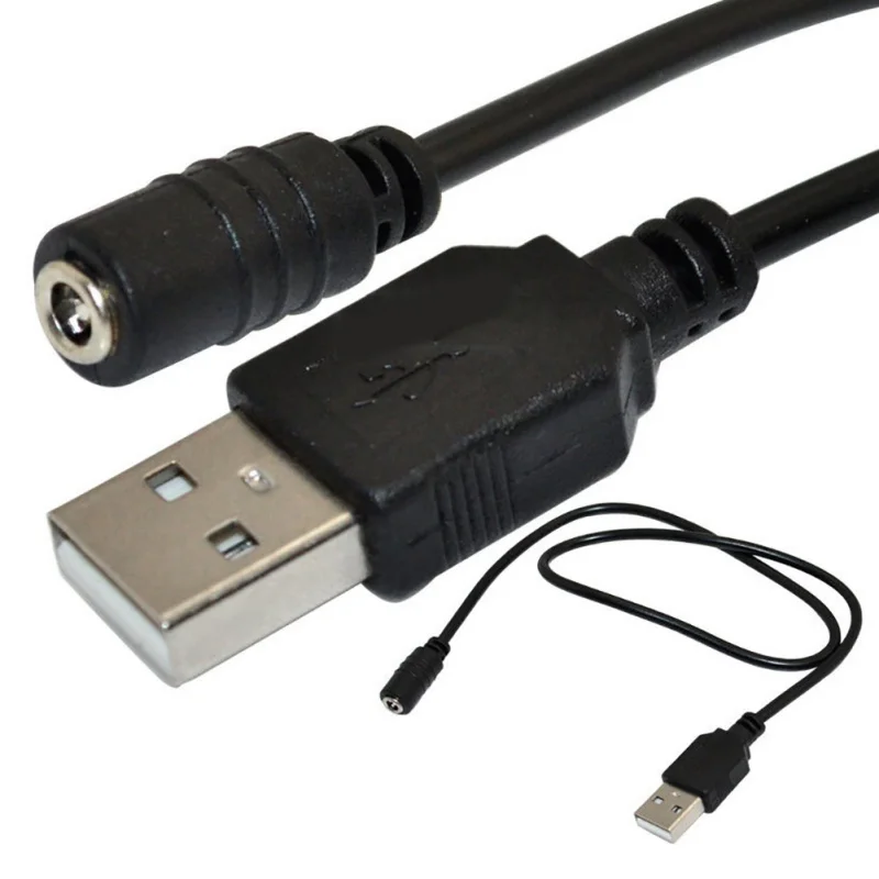 

Black 50cm Pro USB2.0 A Male Plug to 1.35 x 3.5mm DC Power jack Female Barrel Cord Cable