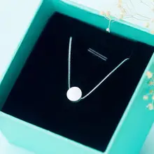 По-настоящему. 925 пробы серебряные ювелирные изделия Круглый матовый Lucky Bean кулон ожерелье 8 мм цепь для дружбы/подарок члена семьи GTLX724