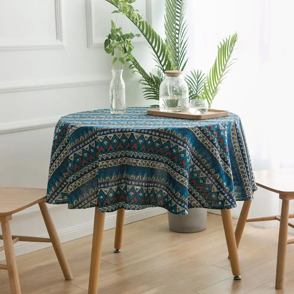 

Round tablecloth geometric printing tablecloth cotton linen printing coffee table cloth