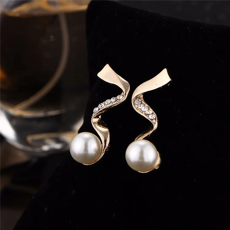 17KM Vintage Simulated Pearl Jewelry Sets For Women Wedding Bridal Crystal Necklace Earrings Gold Color Bracelet African Set 43