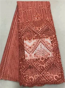 

2018 pink Latest French Nigerian Laces Fabrics High Quality Tulle African Laces Fabric Wedding African French Tulle Lace(TS11-18