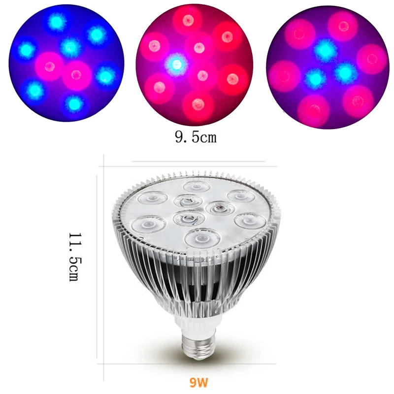 

9W Par Lamp Full Spectrum Led Growing Lights Indoor Plant Grow Bulb For Flowering/Blossoming/Seedling/Succulent