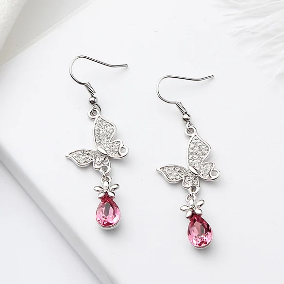 Длинные серьги в виде бабочек Swarovski для женщин и девушек украшения модные подарок