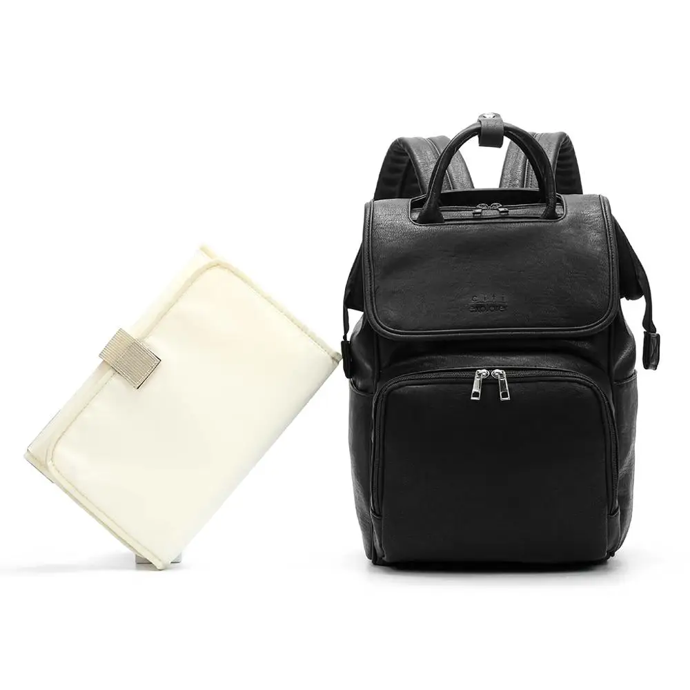 

3 Colors Large Capacity Diaper Bags PU Leather Mummy Maternity Nappy Travel Backpack Multi Function Organizer 30 x 15 x 40cm