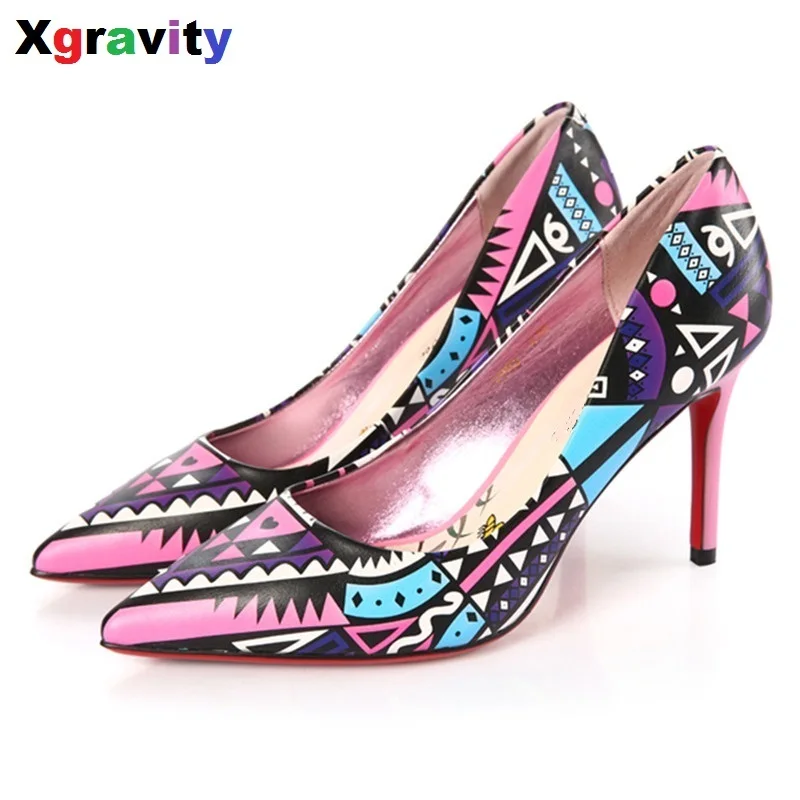 

Hot Sexy Design High Quality European American Graffiti Pointed Toe Dress Shoes Elegant Woman Fashion High Heel Pumps B278