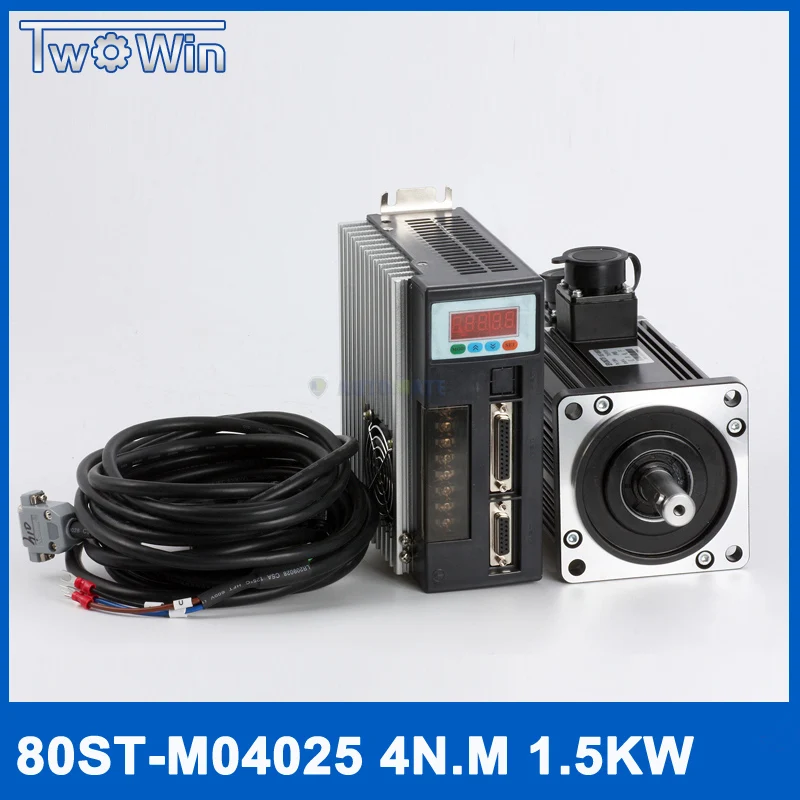 1SET/Servo System Kit 80ST-M04025 AC Servo Motor + 4N.M 1KW Motor Driver CNC Servo Motor AC Servo Motor Driver 1SET/Servo System Kit 80ST-M04025 AC Servo Motor + 4N.M 1KW Motor Driver CNC Servo Motor AC Servo Motor Driver