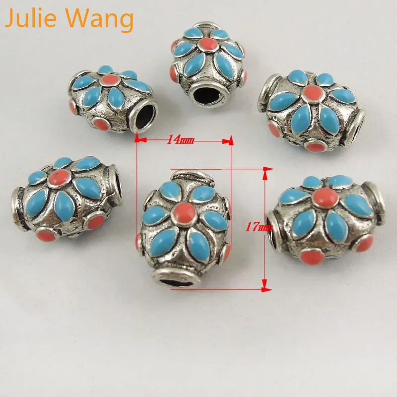 Julie Wang 14 шт. сплав эмаль красочные бусины для браслетов ожерелий подвесок