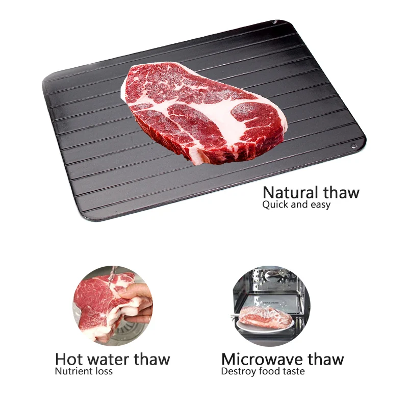 Fast Defrosting Meat Tray Frozen Food Meat Rapid Thawing Tray - Defrosting Board - food-safe aluminium - kitchen accessories Fast Defrosting Meat Tray Frozen Food Meat Rapid Thawing Tray - Defrosting Board - food-safe aluminium - kitchen accessories