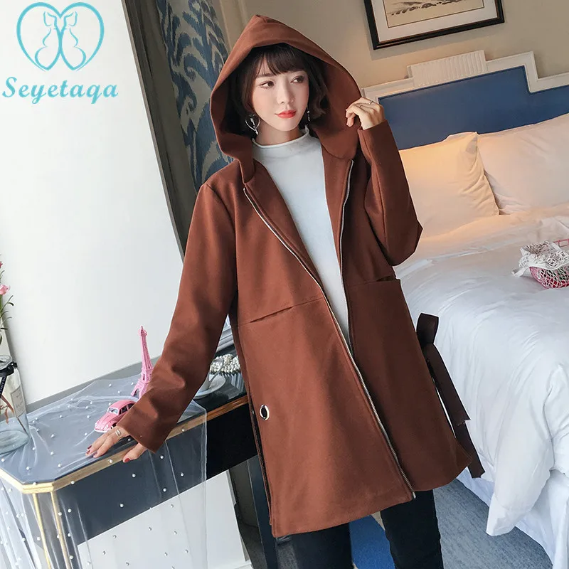 

0901# 2018 Autumn Winter Korean Fashion Maternity Coats Large Size Loose Outwear Clothes for Pregnant Women Spring Pregnancy