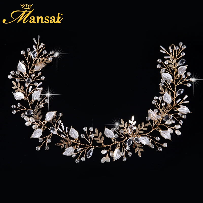 

Golden Leaf Headbands for Women Wedding Crystal Headband Bridal Hairband Vintage Hair Ornaments Girls Party Hair Accessory TD166