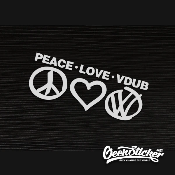 Автомобильные светоотражающие наклейки Peace Love VW черно белые на окна hellafпышного