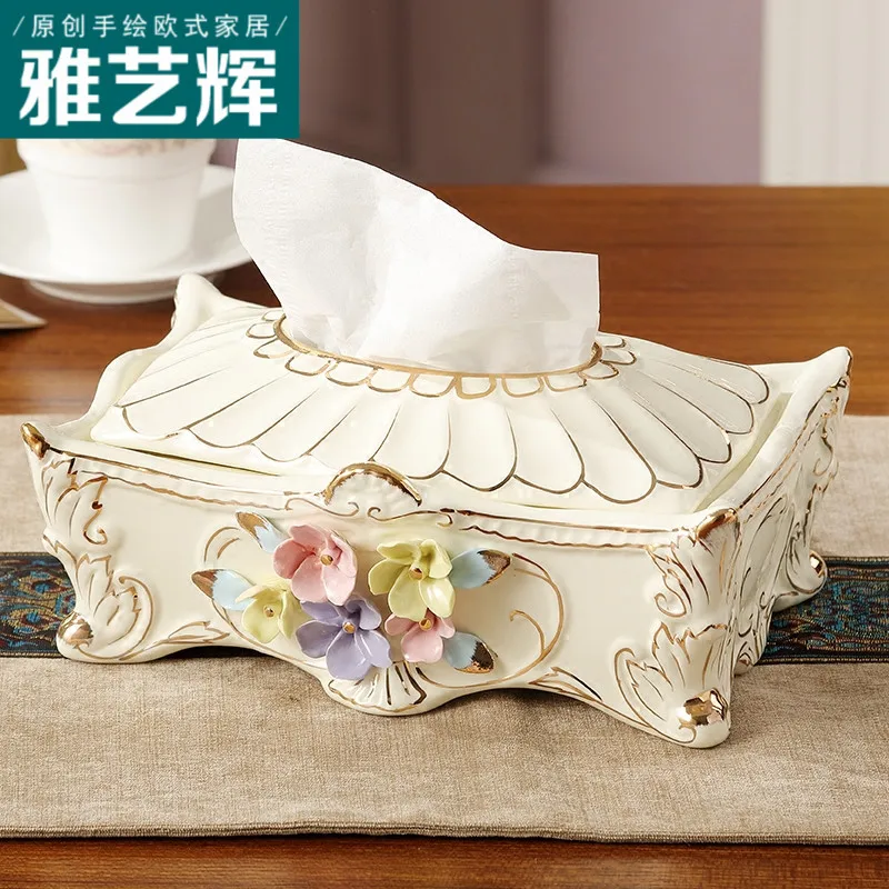 

European ceramic tissue box creative personality home decoration decoration paper pump box luxury living room napkin box