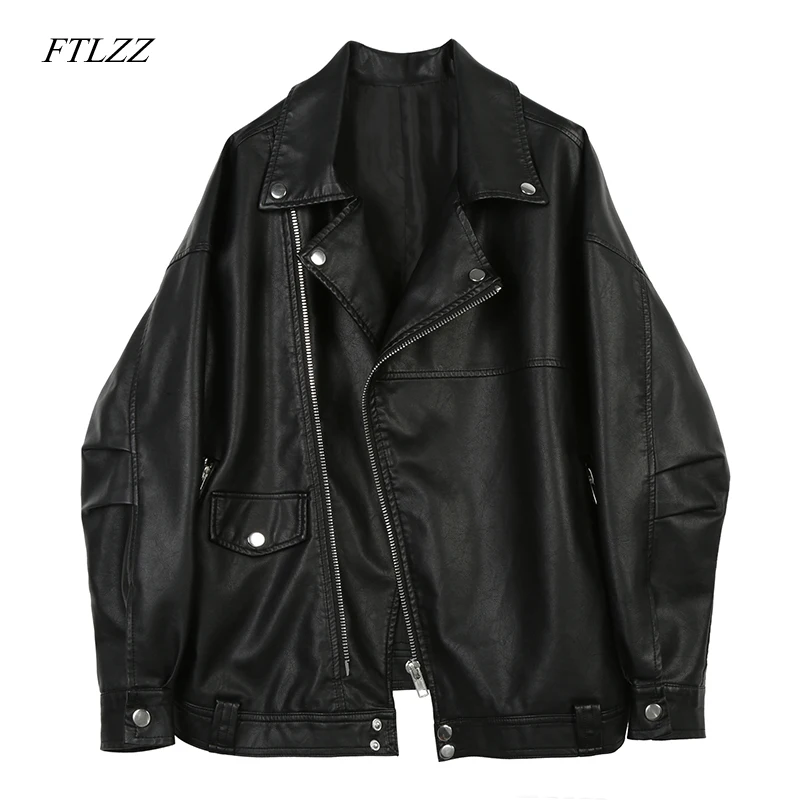 Ftlzz тонкая куртка из искусственной кожи мягкая мотоциклетная куртка из искусственной кожи женская черная панк модная байкерская куртка