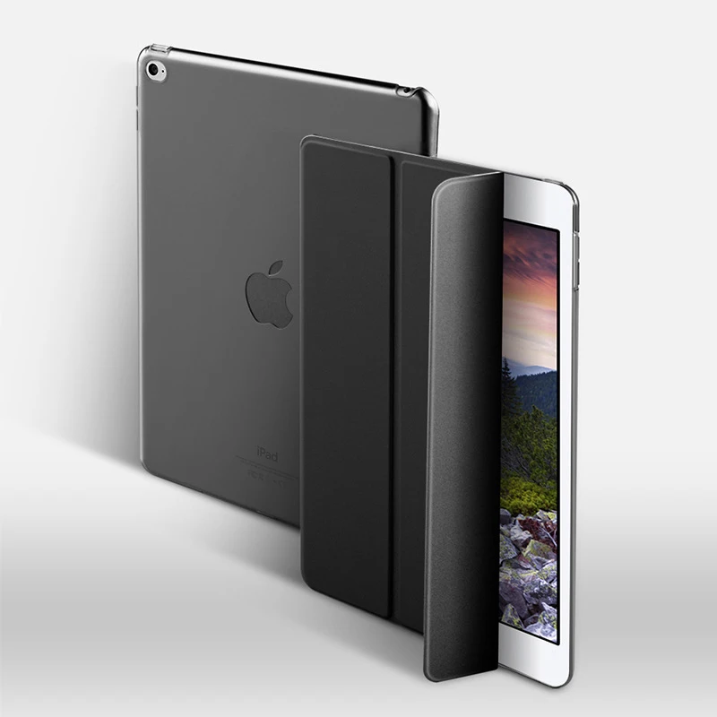 Для Apple, iPad 9,7 дюймов,&, ультра тонкий кожаный чехол для iPad A1822 A1823 A1893 A1954 - Цвет: Black