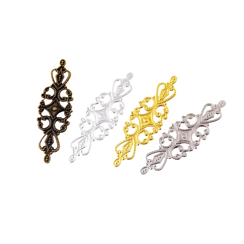 

Free shipping 10Pcs Filigree Wraps Connectors Embellishments Crafts Gift Decoration DIY Findings 6.5x2cm