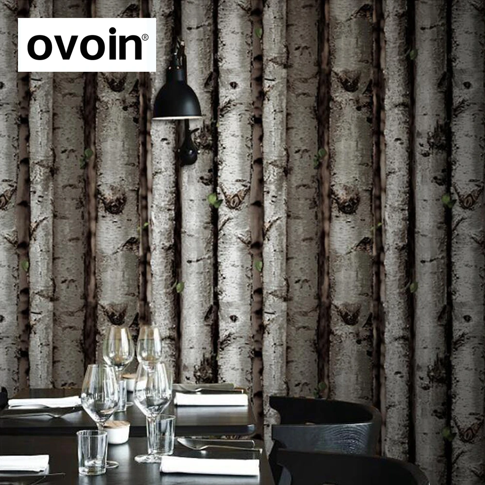Aliexpress.com : Buy White Birch Tree Wallpaper Dark Brown ...