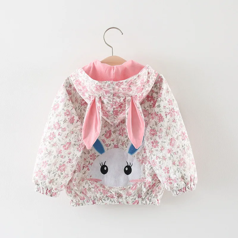 Одежда для маленькой девочки От 6 месяцев до 3 лет детские куртки весна бренд «кролик» с цветочным верхняя одежда для детей пальто для девочек, одежда для малышей, Костюмы ветровки