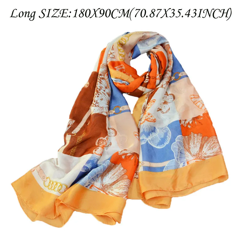 Модный клетчатый шелковый шарф, роскошный женский брендовый хиджаб, шарфы для женщин, шаль, высокое качество, женский платок - Цвет: AL7871orange