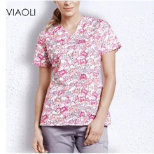 Viaoli хирургический халат с принтом розовой совы, одежда для мытья домашних животных, доктор, красота, стоматологическая клиника, изолирующая рабочая одежда, набор