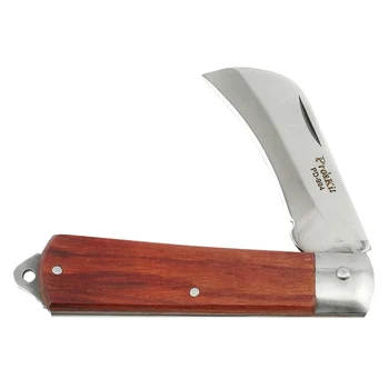 

Pro'skit Stainless Steel Knife Cable Cutter Wire Stripper Folding Knife Electrician Cutter Curved blade With Wood handle