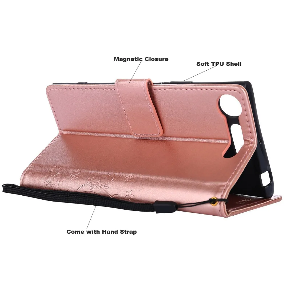 Luxury Letaher Wallet Card Slots Butterfly Patterned Case For Sony Xperia XA1 XZ1 Mini Compact Z1 Mini XZ1 Cover Capa Coque(4)