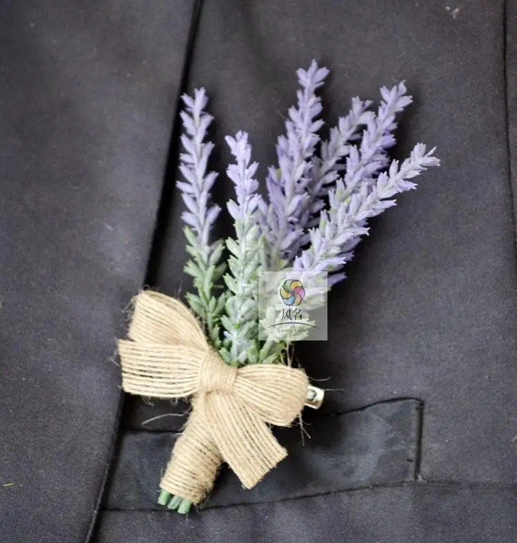 

5Pcs Hand Made Groom Boutonniere Artificial Lavender Flower Wedding Best Man Corsage Party Prom Suit Pin Brooch Accessories