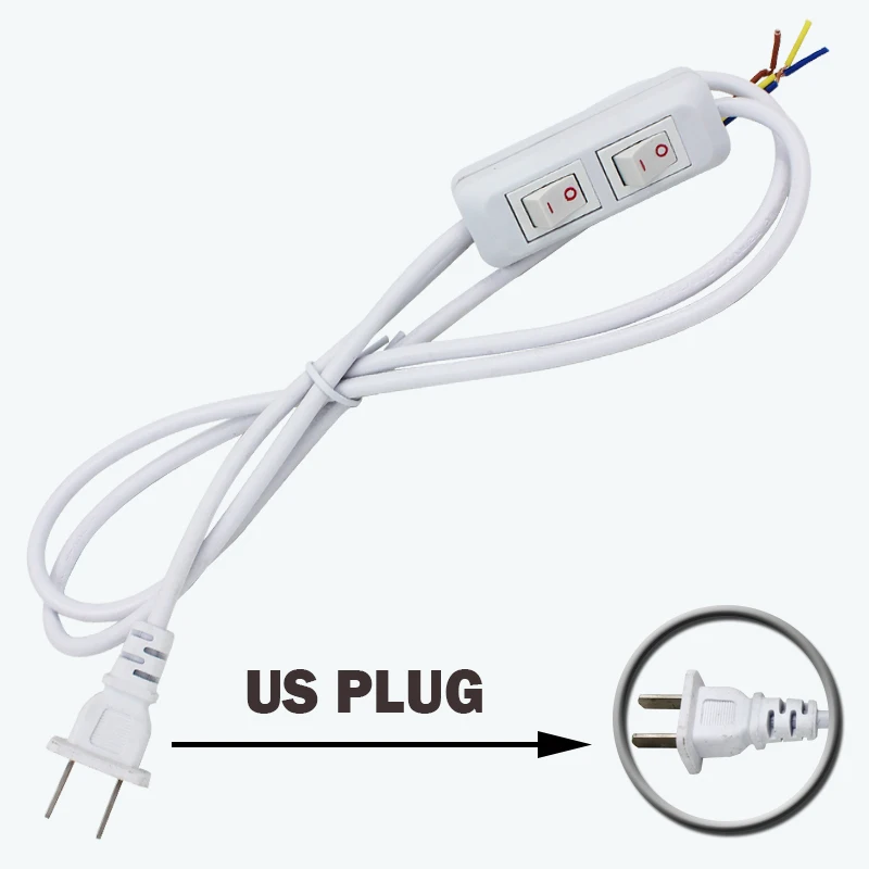 0,75 мм 2-линейный кабель 1,4 м вкл. Выкл. Шнур питания с двойным кнопочным переключателем 2 канала ЕС/США штекер светильник провод для переключения удлинитель - Цвет: US PLUG