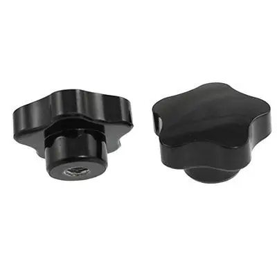 

2 Pcs 8.6mm Female Thread Diameter Screw On Type Star Cap Black